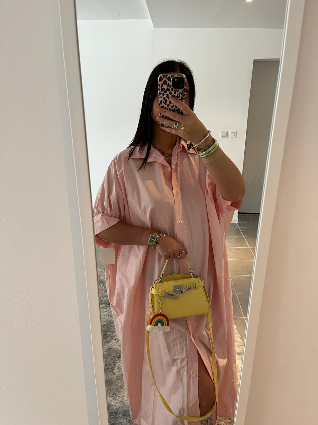 Robe chemise rose