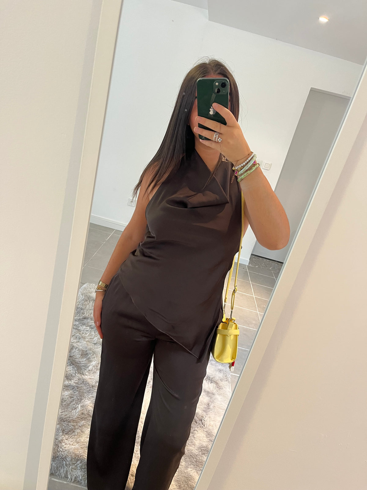 Ensemble satiné marron