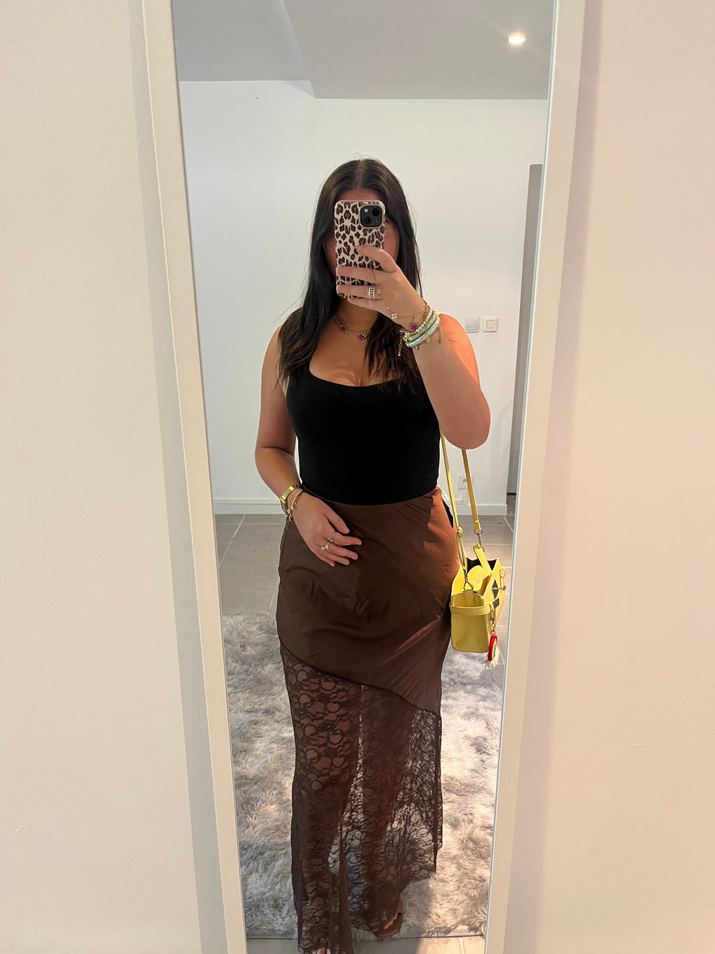 jupe asymétrique marron