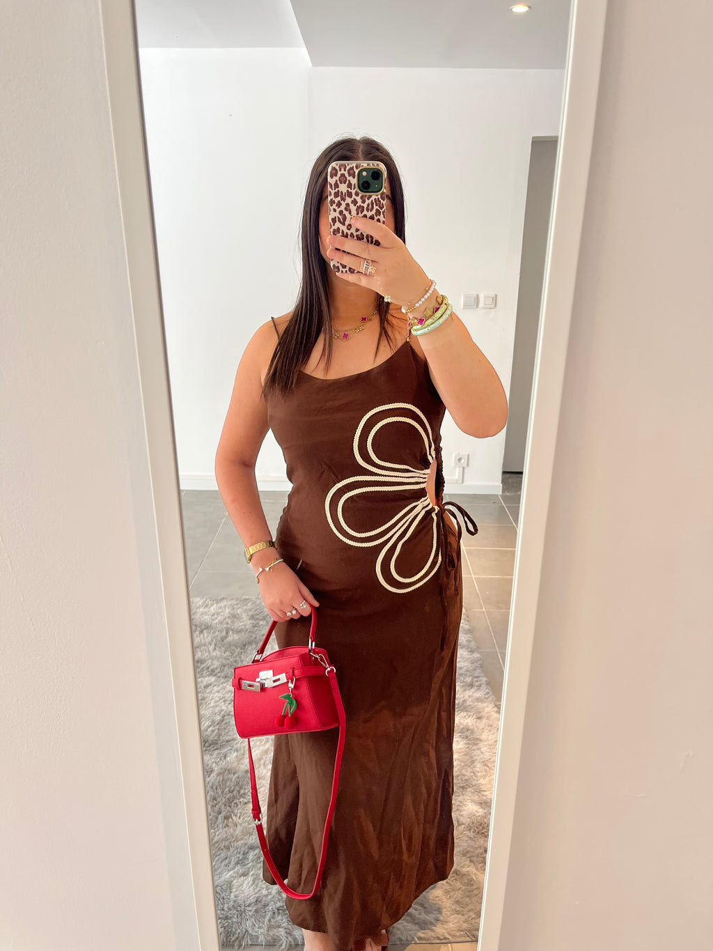 Robe fleur marron