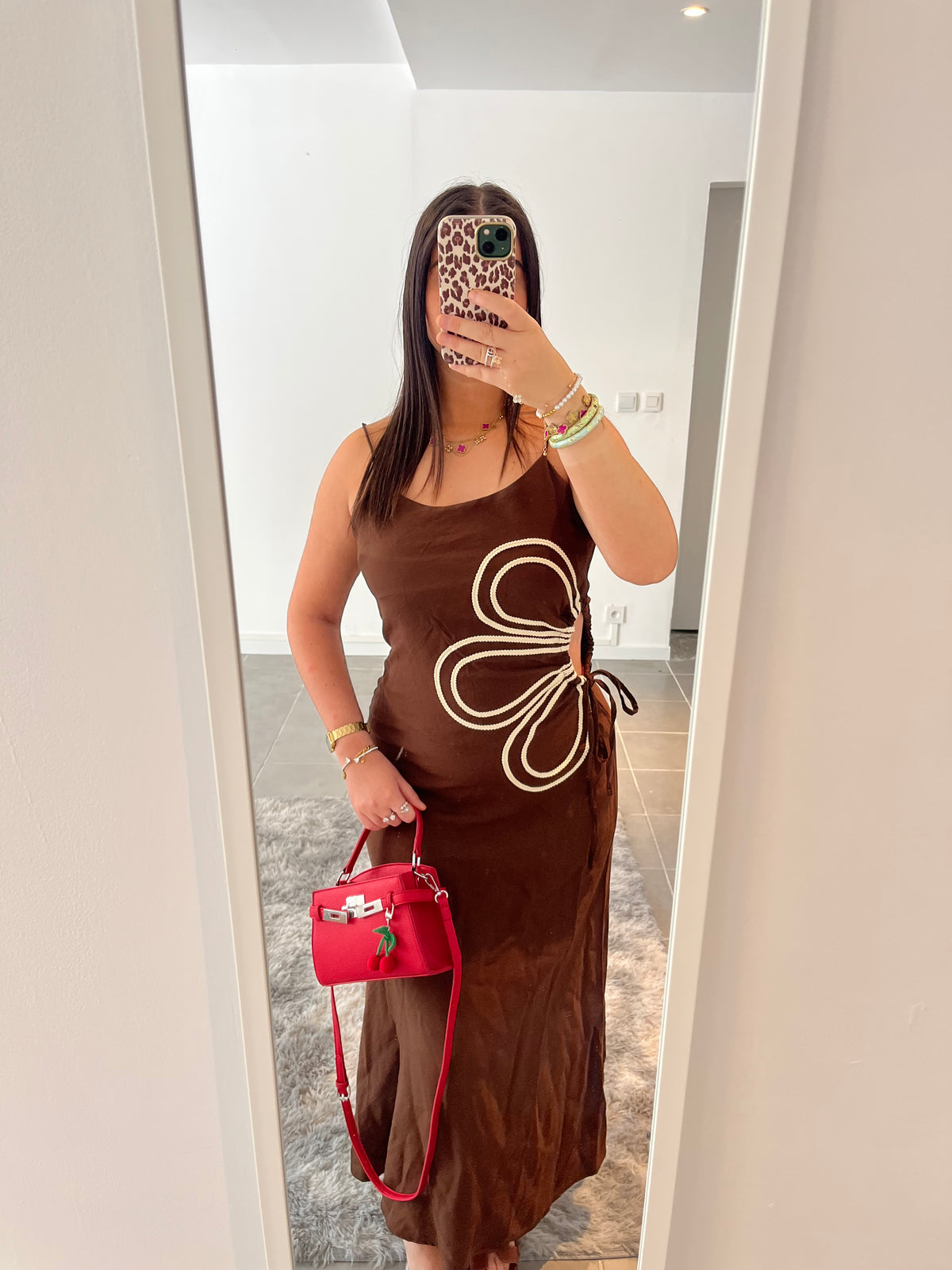 Robe fleur marron