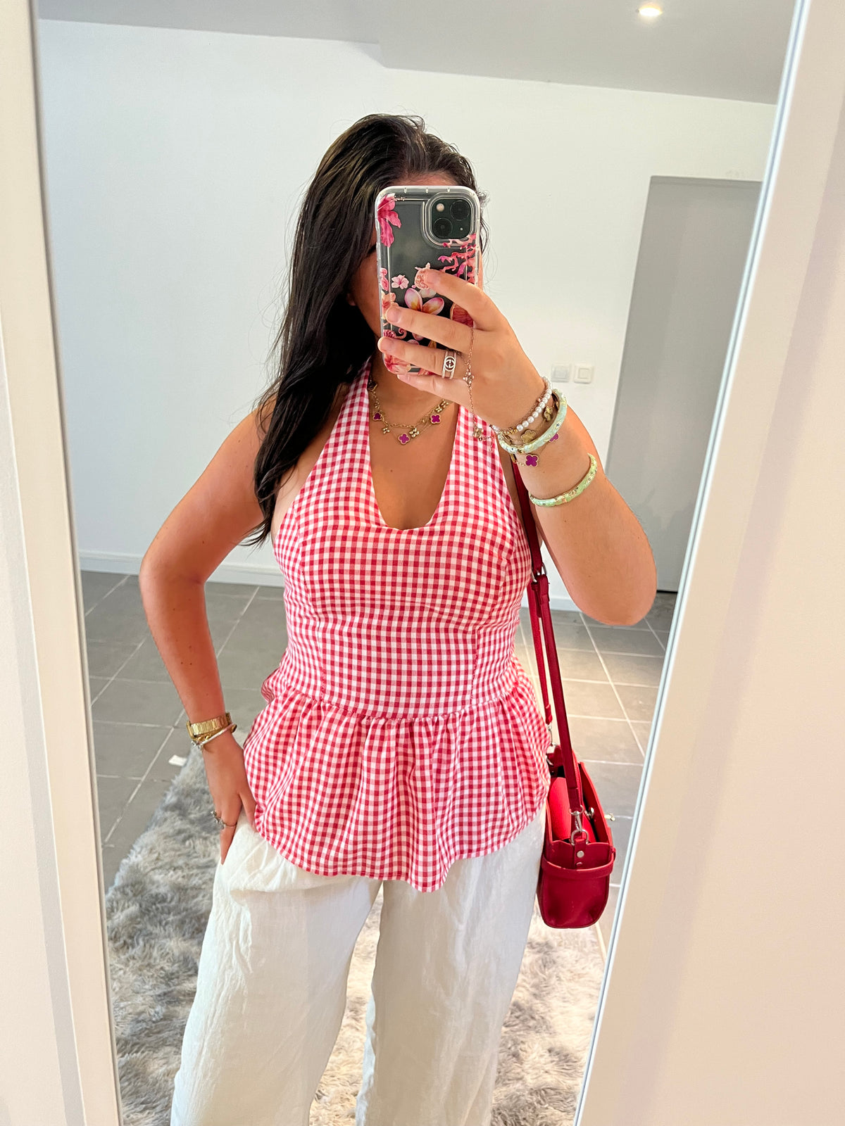 Top vichy rouge et blanc
