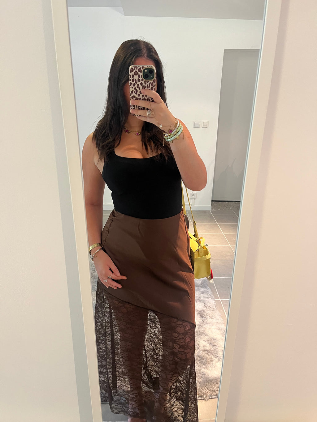 jupe asymétrique marron