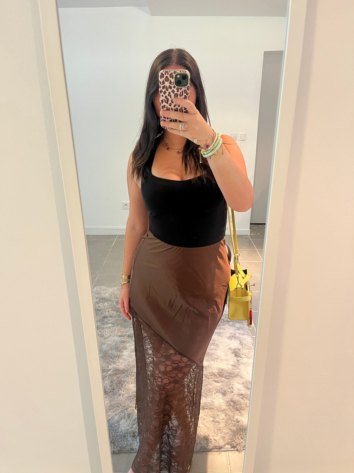 jupe asymétrique marron