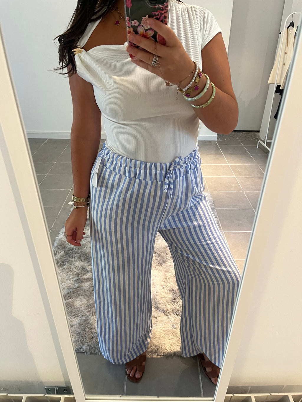 Pantalon Lin rayure
