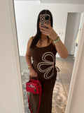 Robe fleur marron