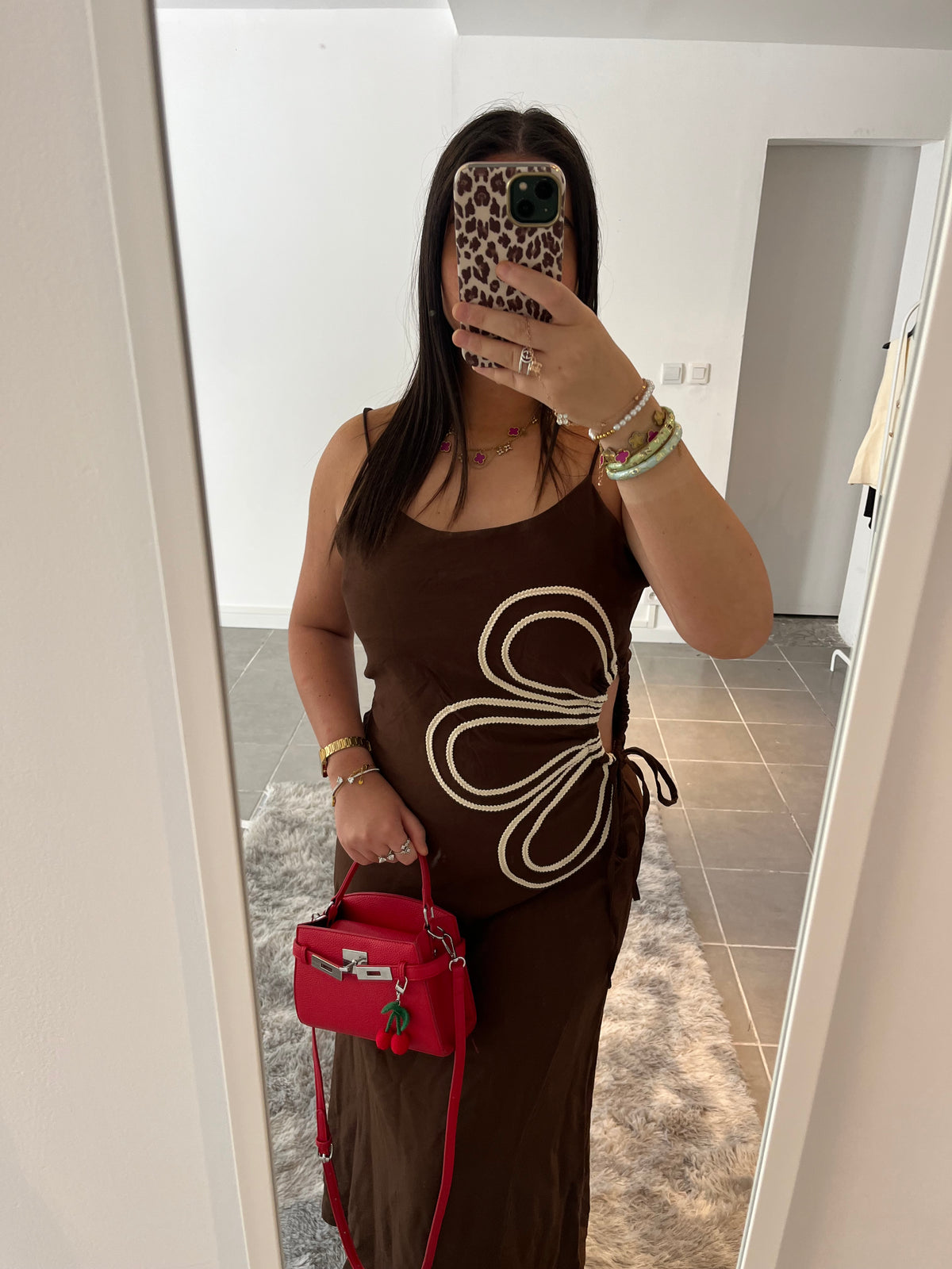Robe fleur marron