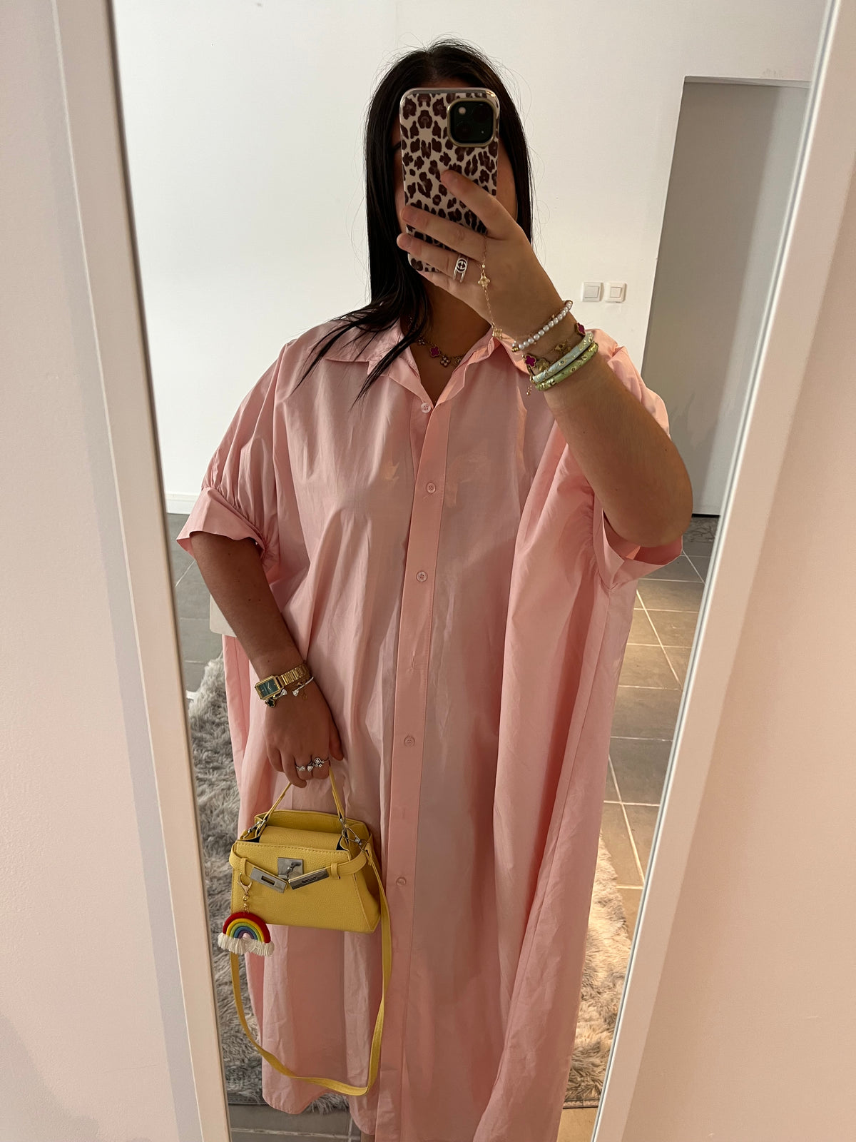 Robe chemise rose