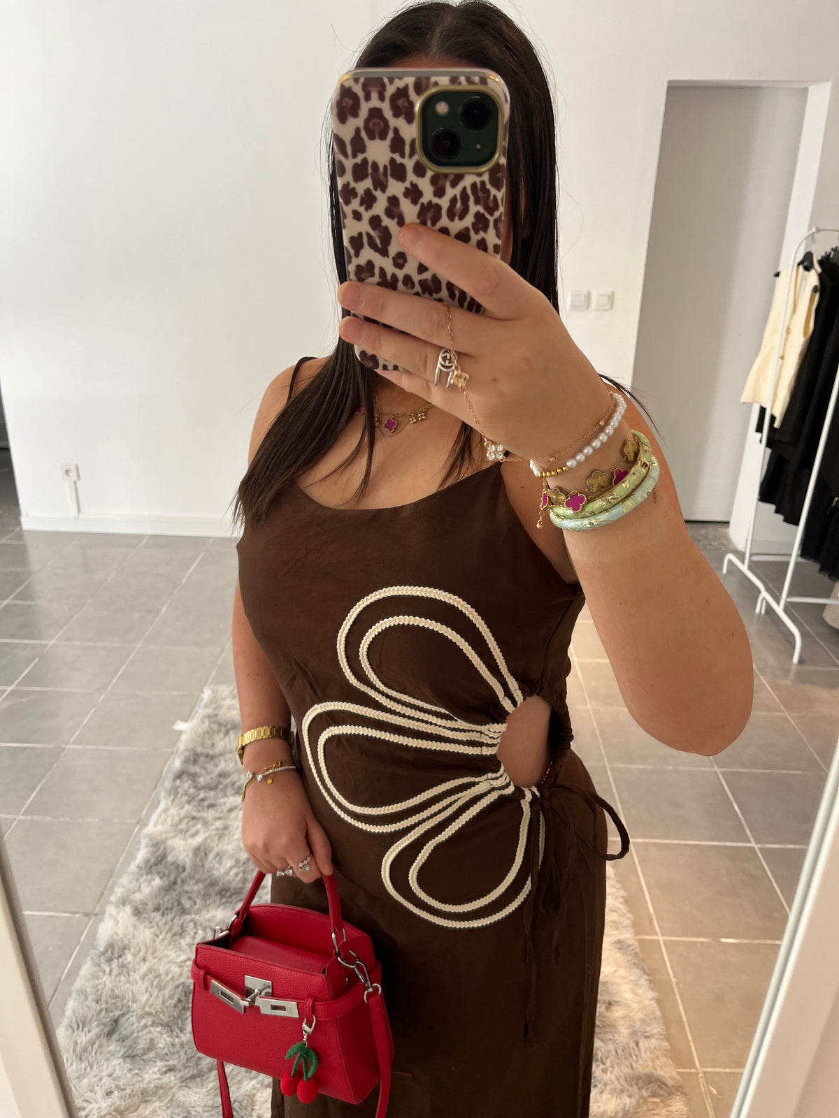 Robe fleur marron