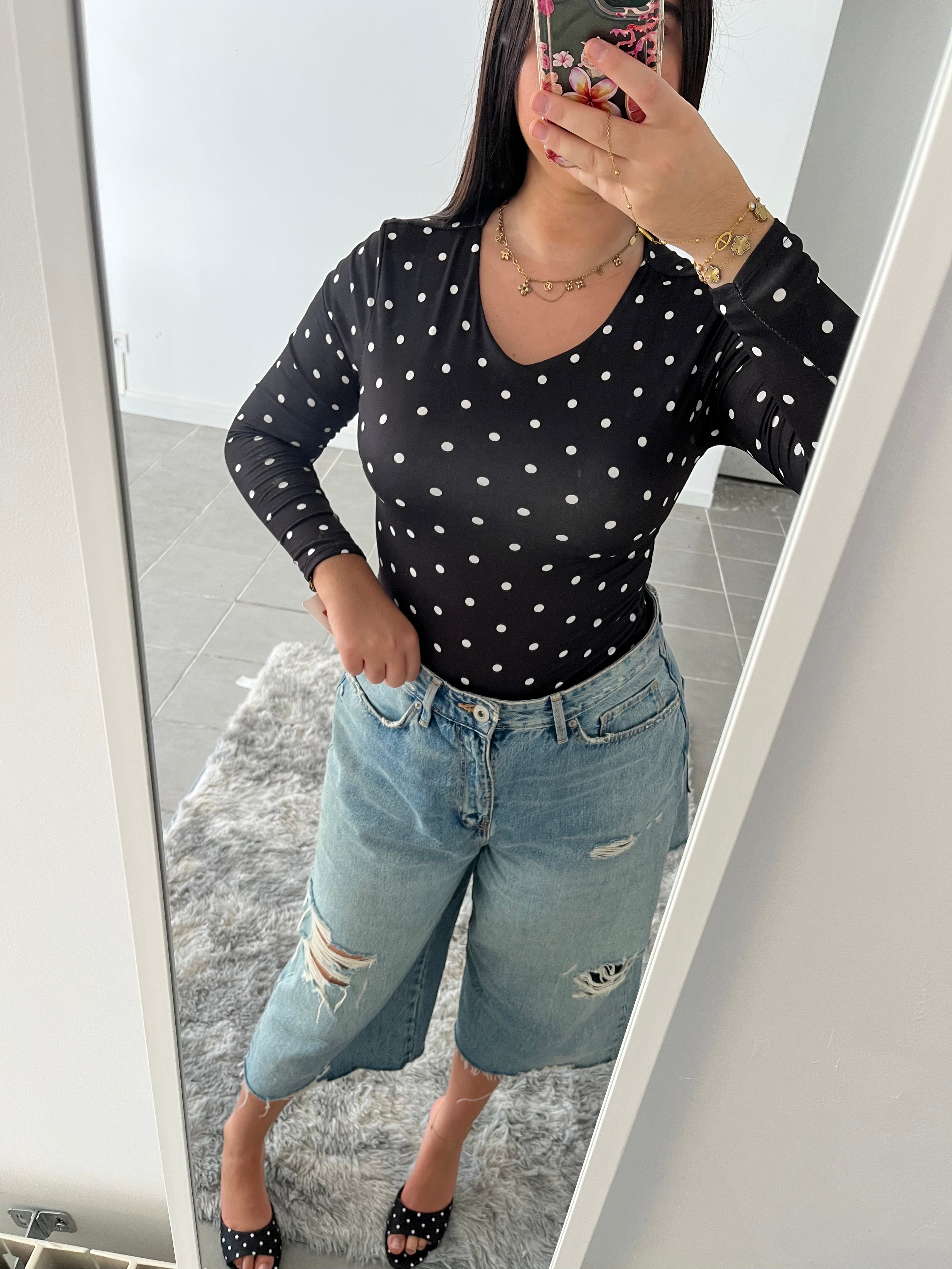 Body à pois noir