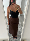 Jupe satiné marron