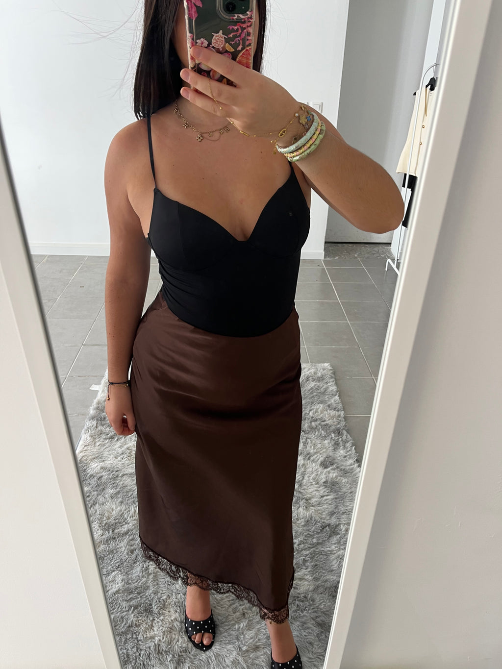 Jupe satiné marron