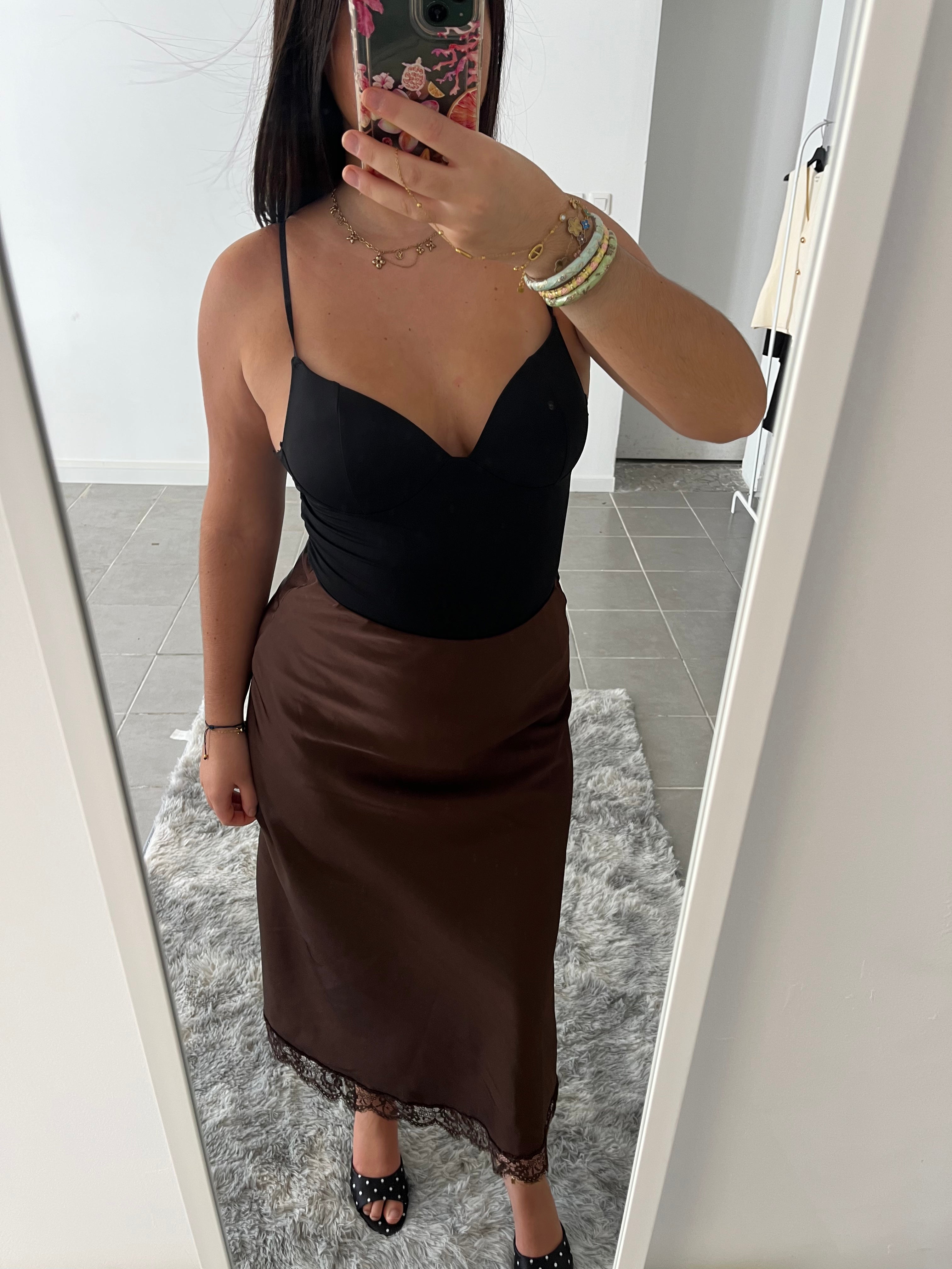 Jupe satiné marron