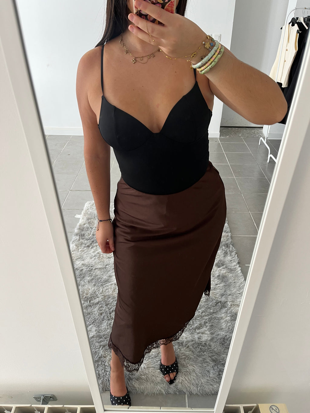 Jupe satiné marron