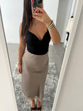 Jupe satiné taupe