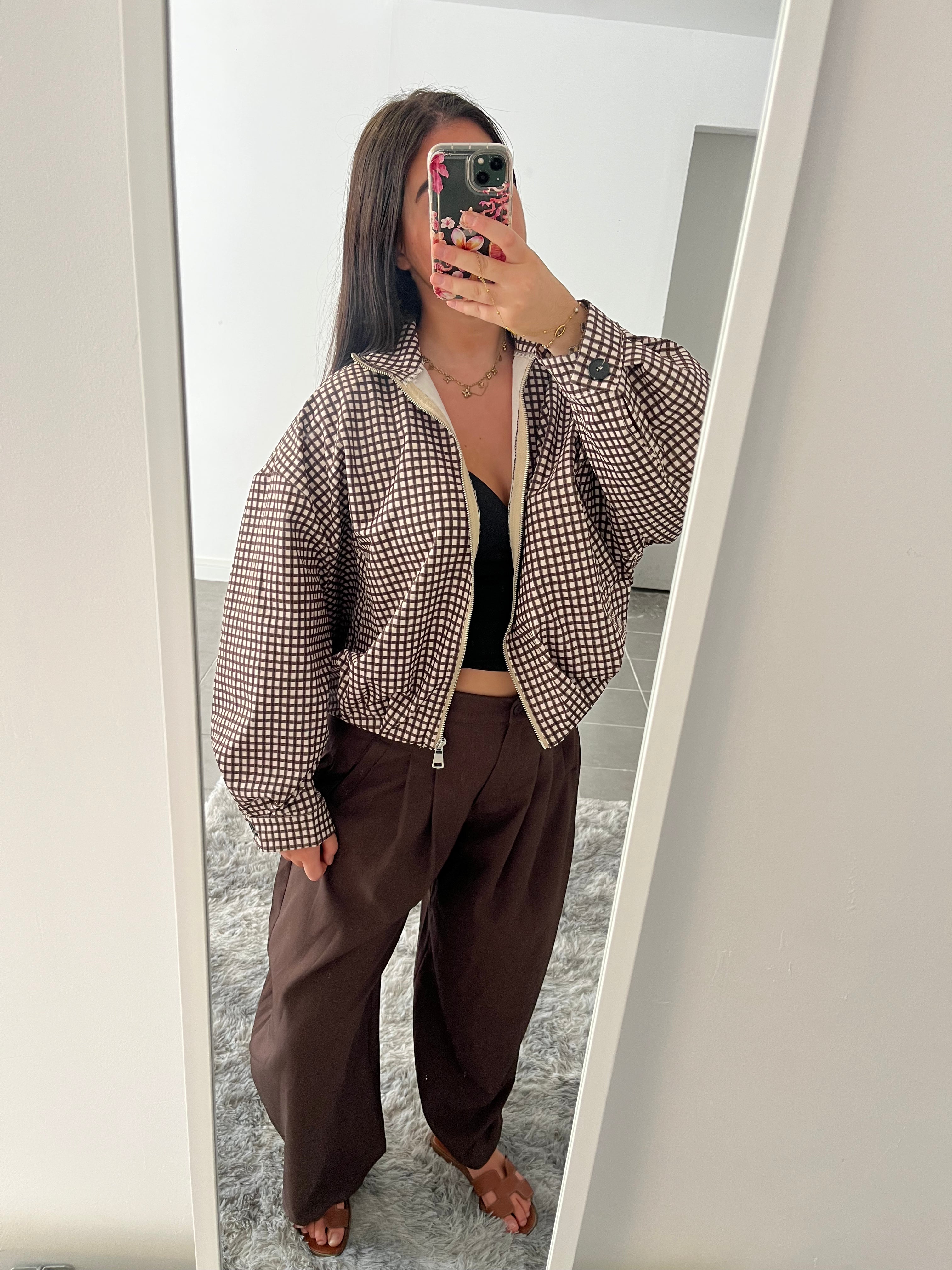 Veste à carreaux marron