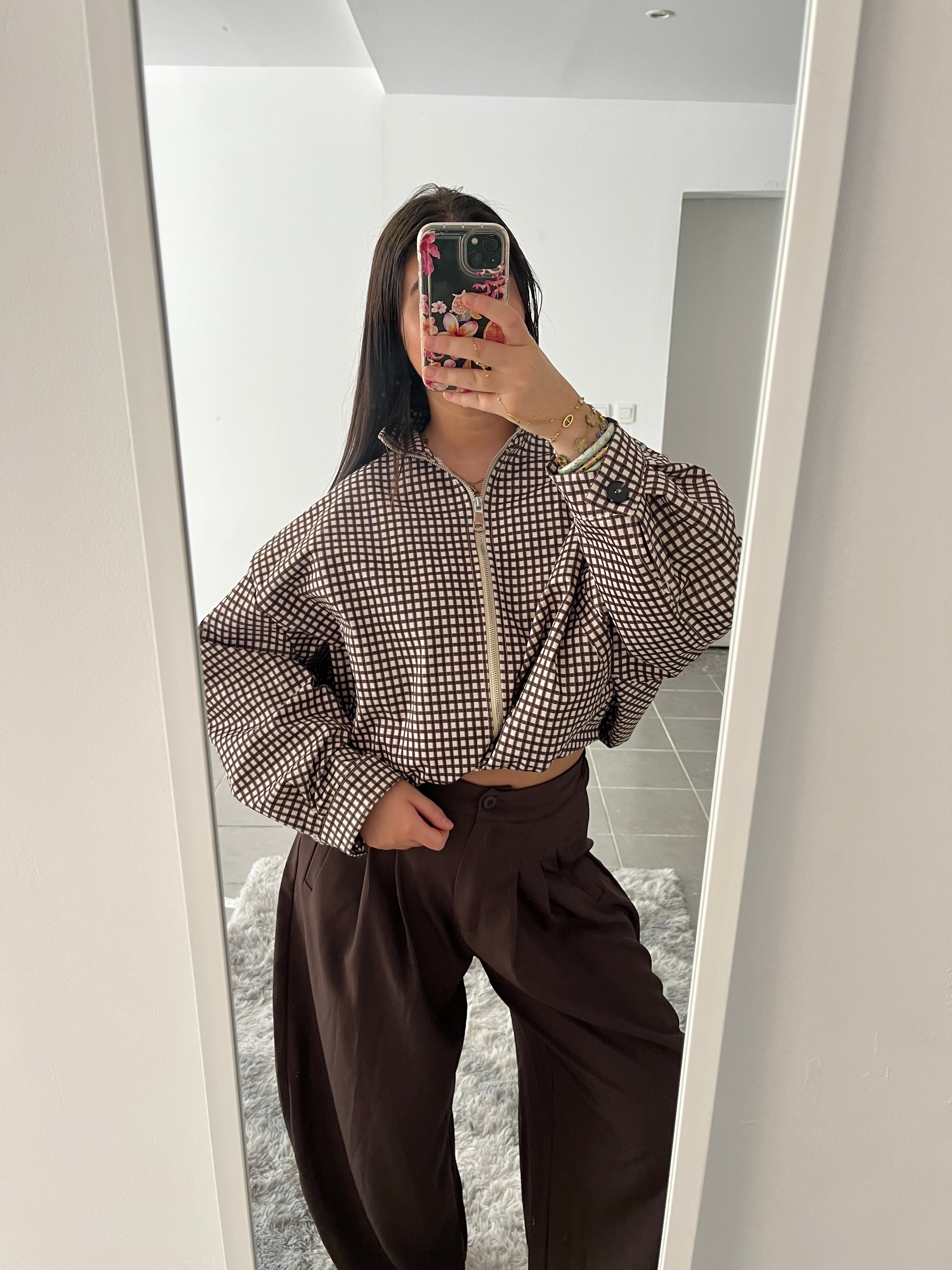Veste à carreaux marron