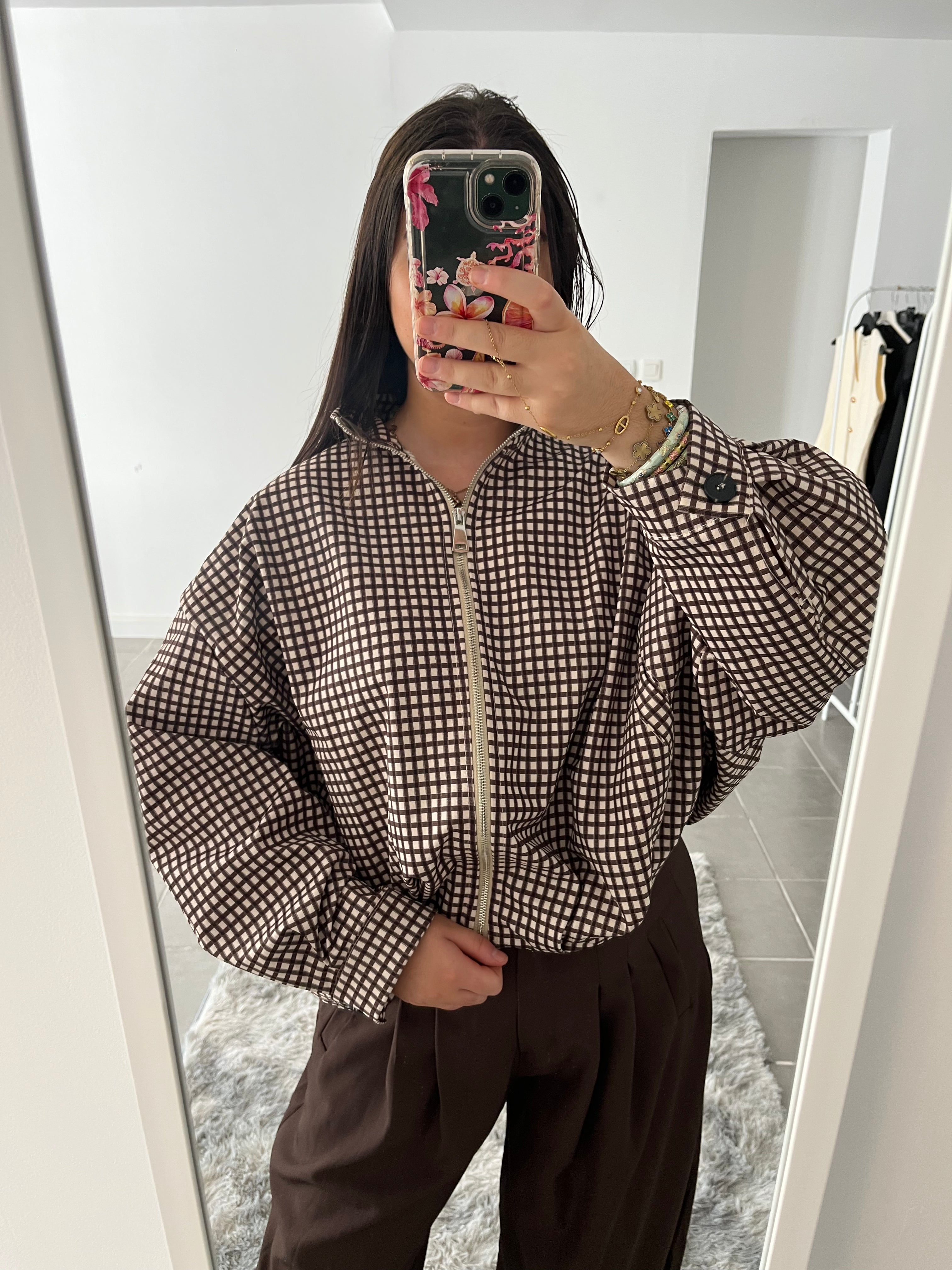 Veste à carreaux marron