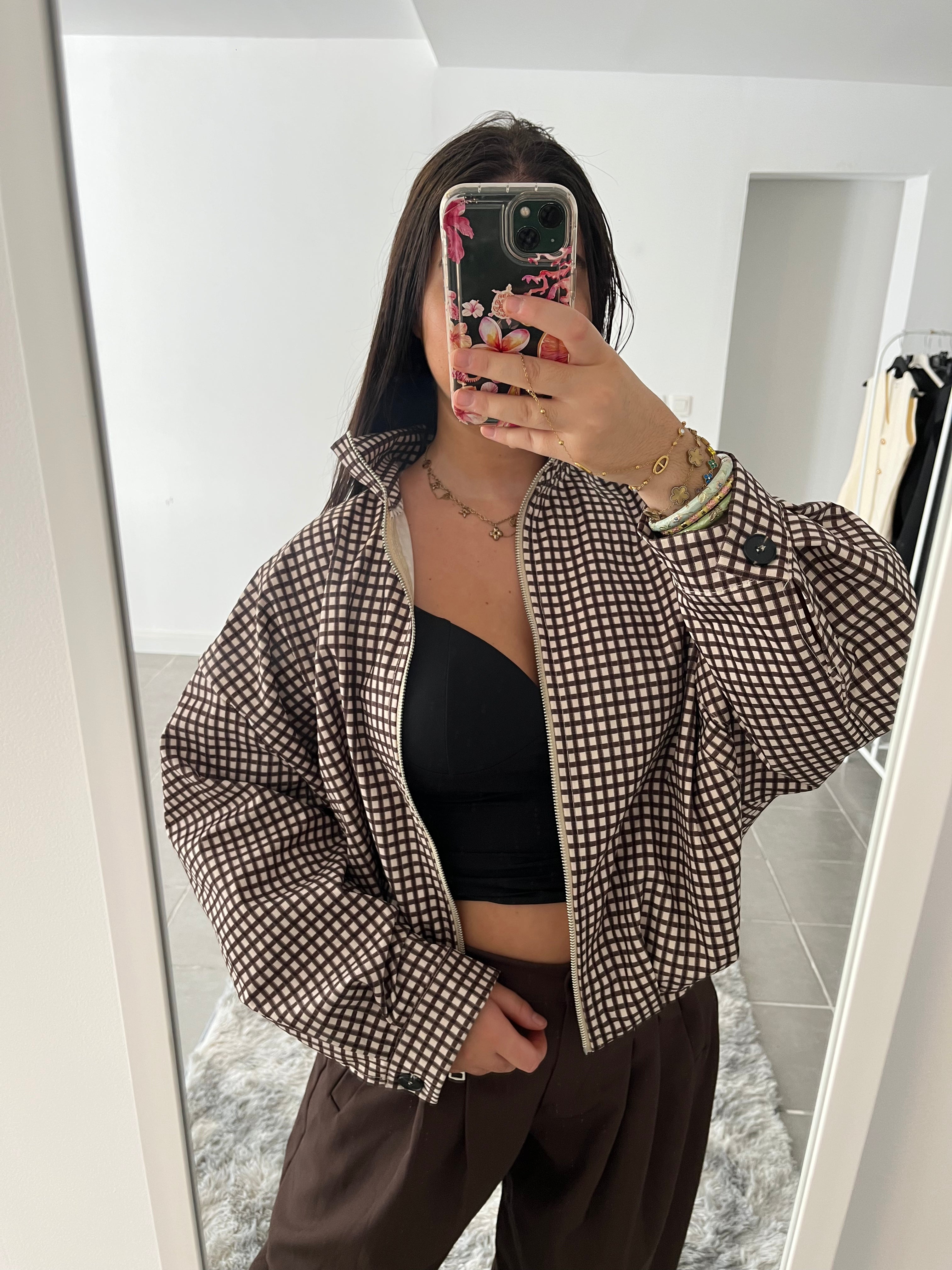 Veste à carreaux marron