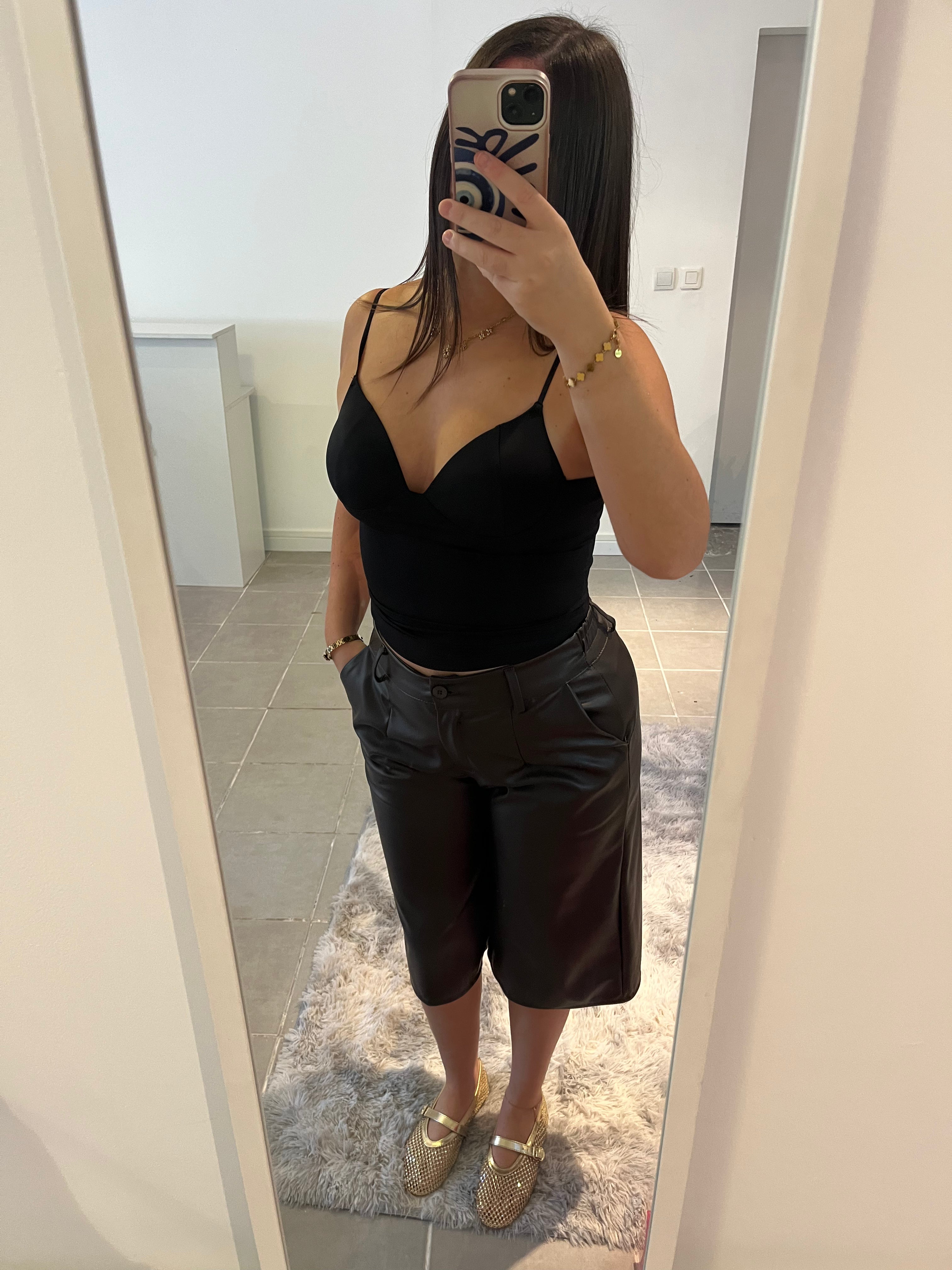 Bermuda similicuir marron