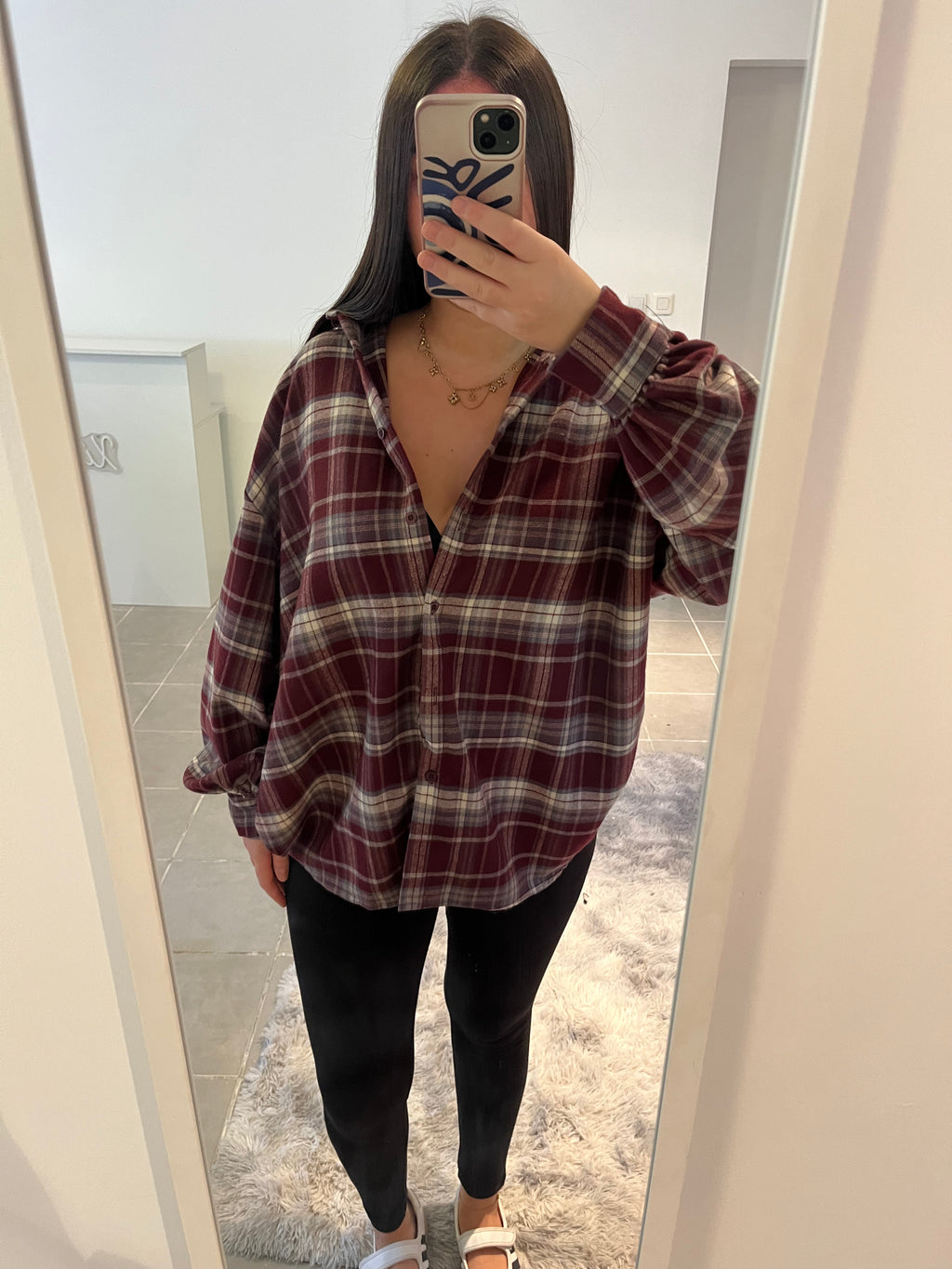 Chemise à carreaux bordeau