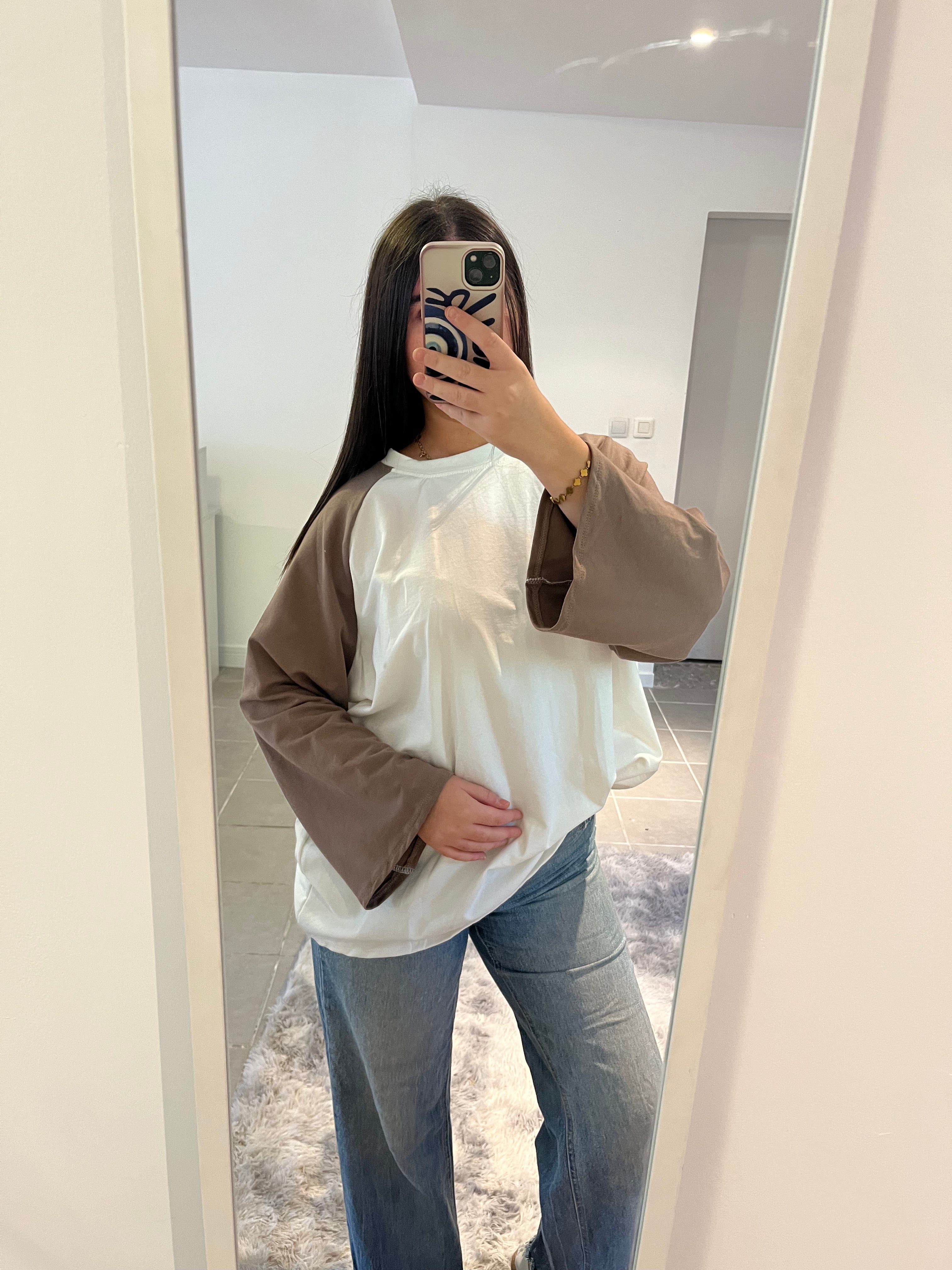 T shirt bicolor taupe