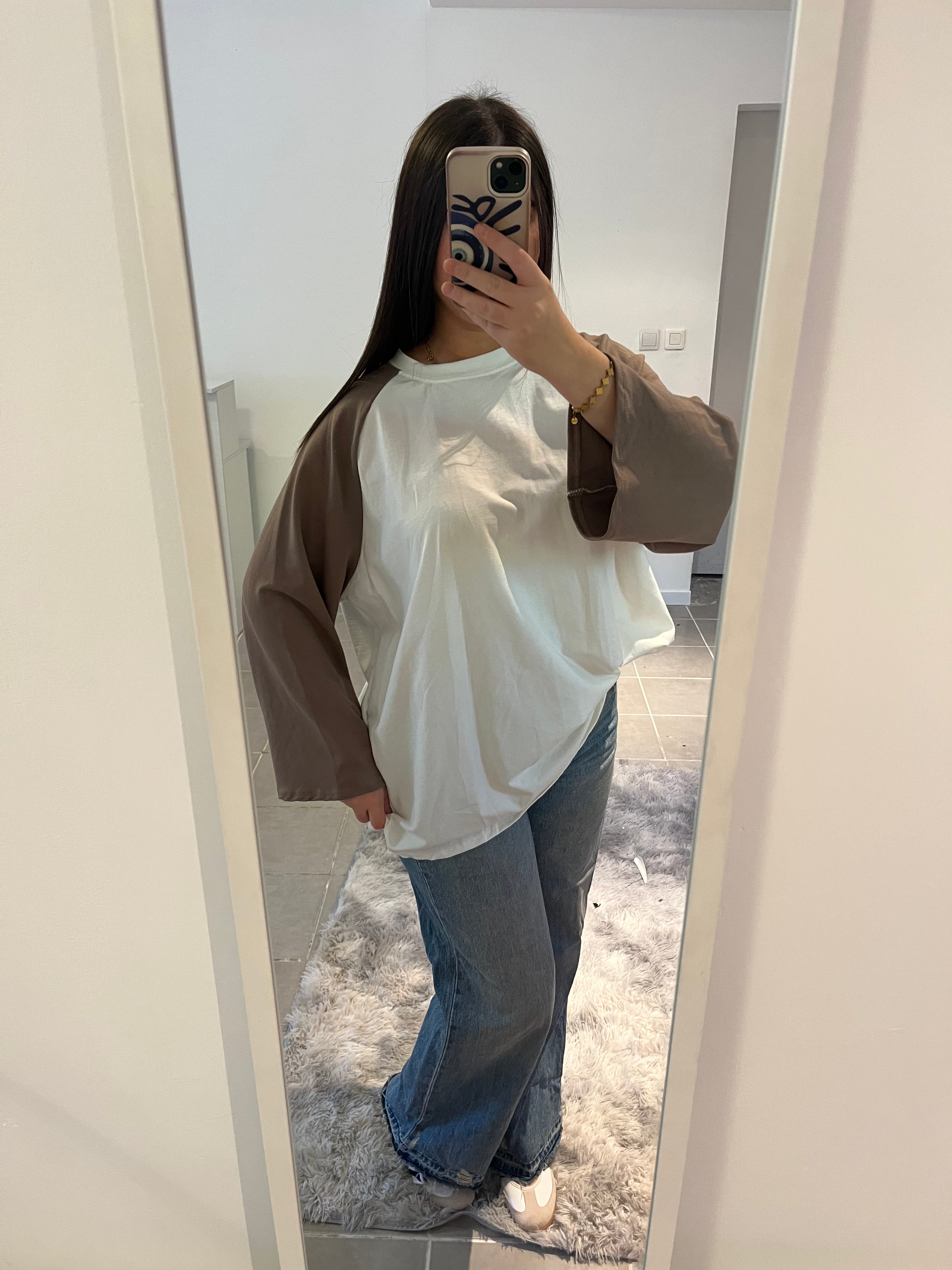 T shirt bicolor taupe
