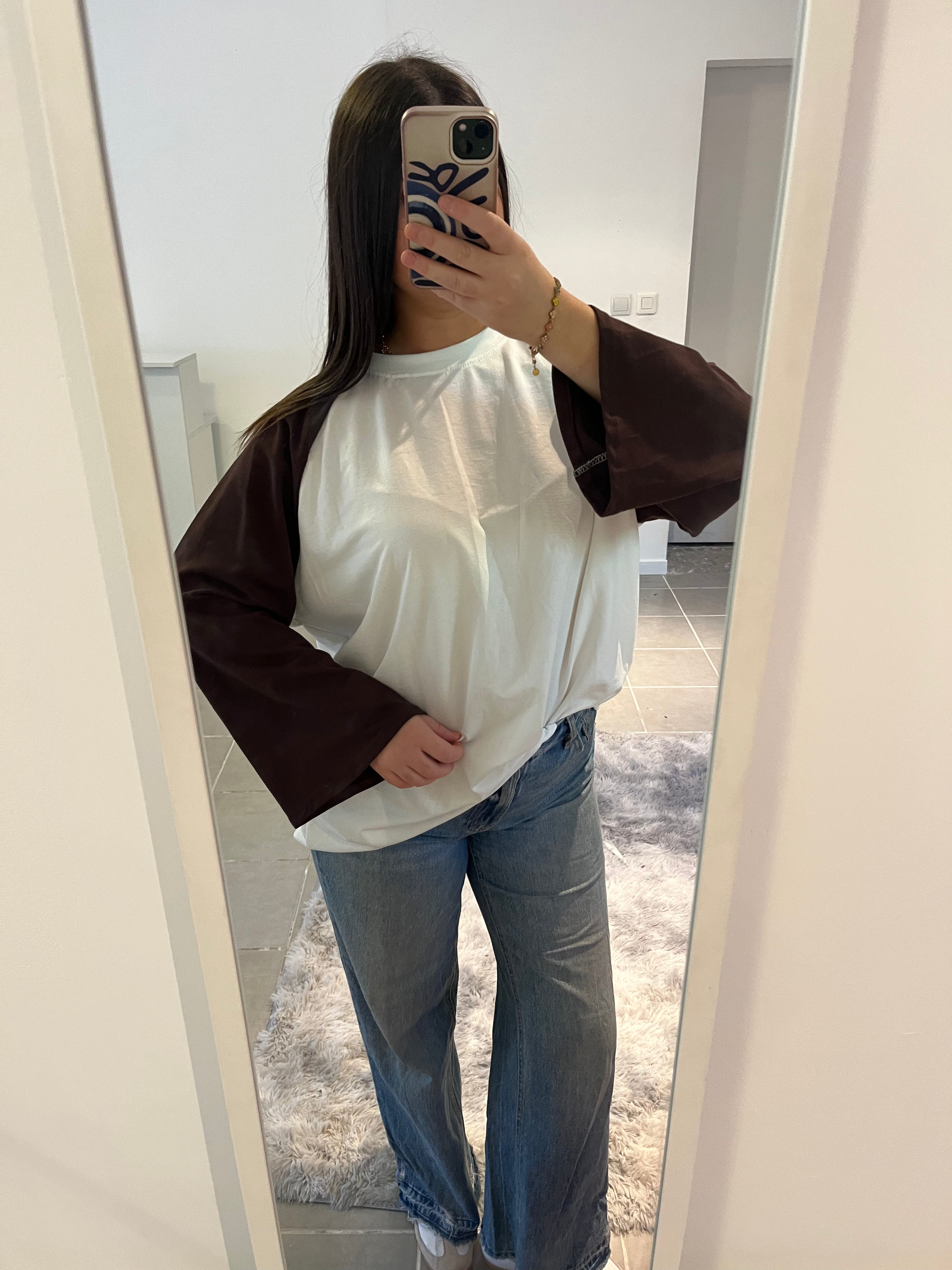 T shirt bi color marron
