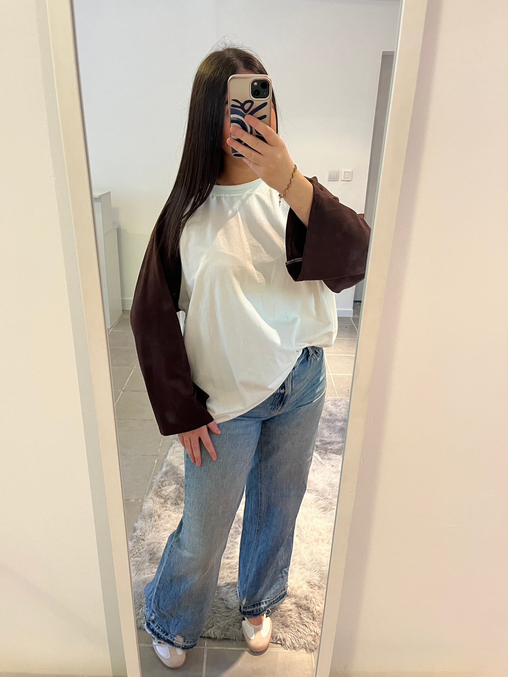 T shirt bi color marron